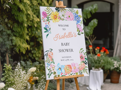 "Baby in Bloom" Floral Baby Shower Welcome Sign - Magnolia Dane Co.