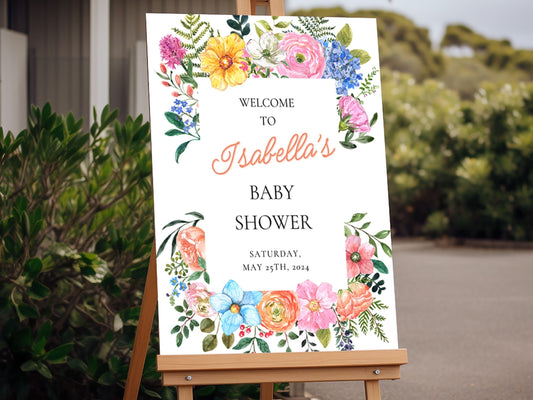 "Baby in Bloom" Floral Baby Shower Welcome Sign - Magnolia Dane Co.