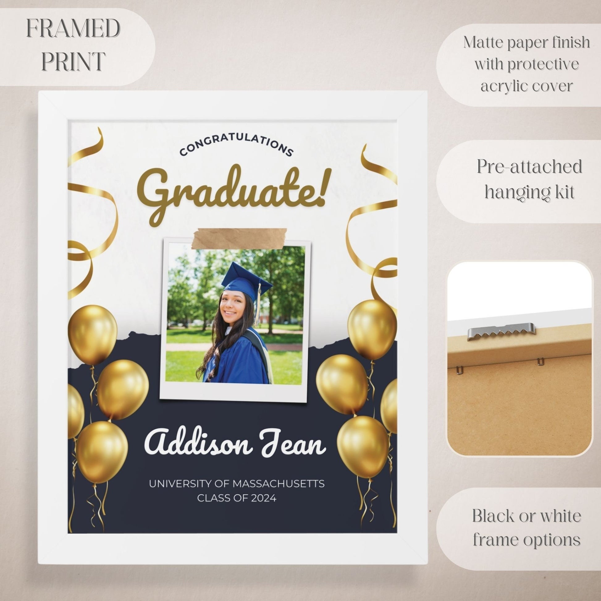 "Congratulations Graduate" Custom Photo Graduation Party Welcome Sign - Magnolia Dane Co.