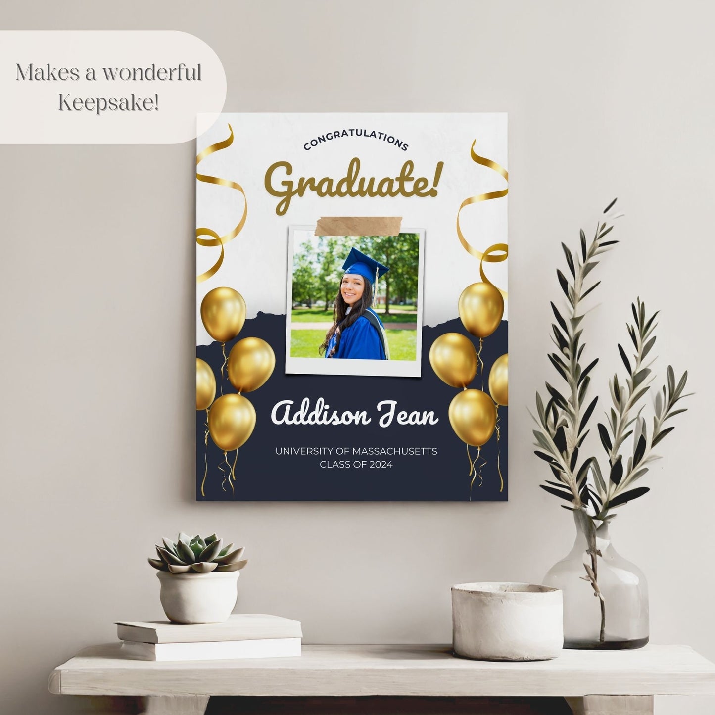 "Congratulations Graduate" Custom Photo Graduation Party Welcome Sign - Magnolia Dane Co.