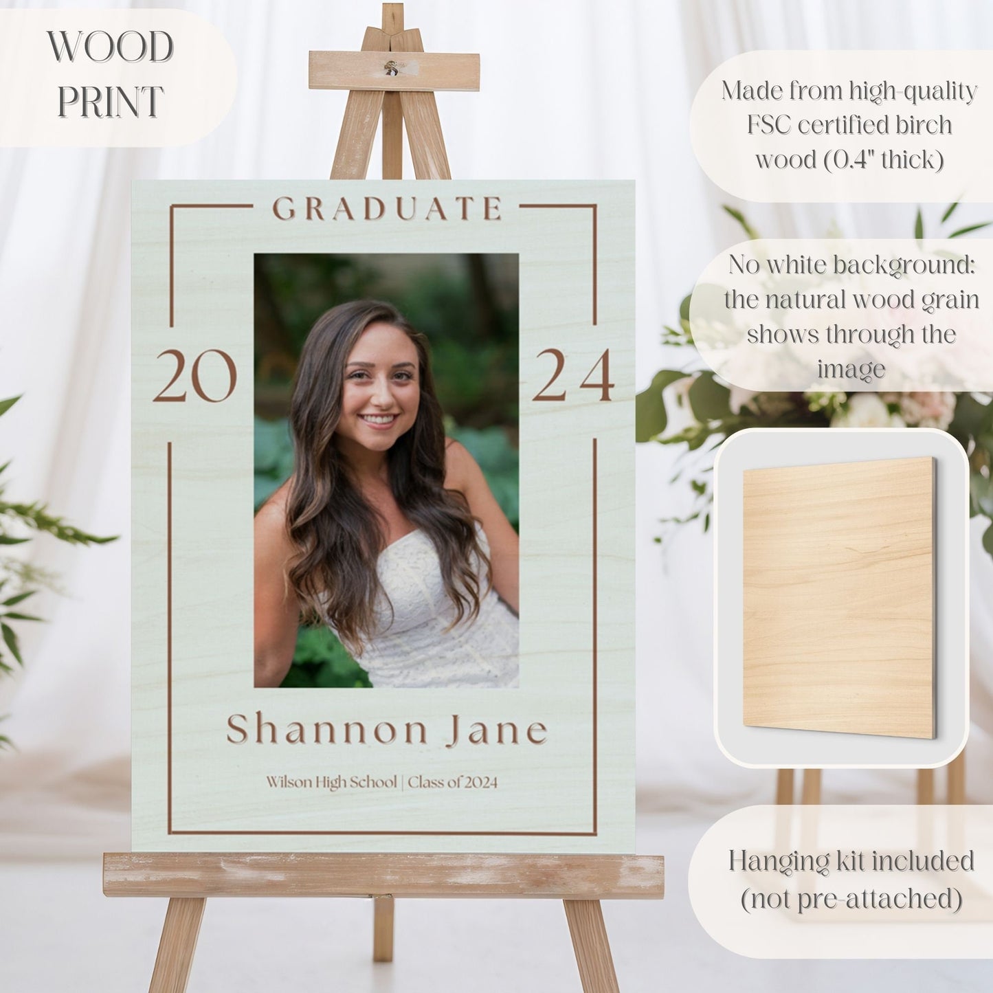 Simple Outline Custom Photo Graduation Party Welcome Sign - Magnolia Dane Co.