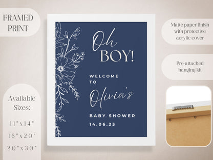 Navy Floral Baby Shower Welcome Sign - Magnolia Dane Co.