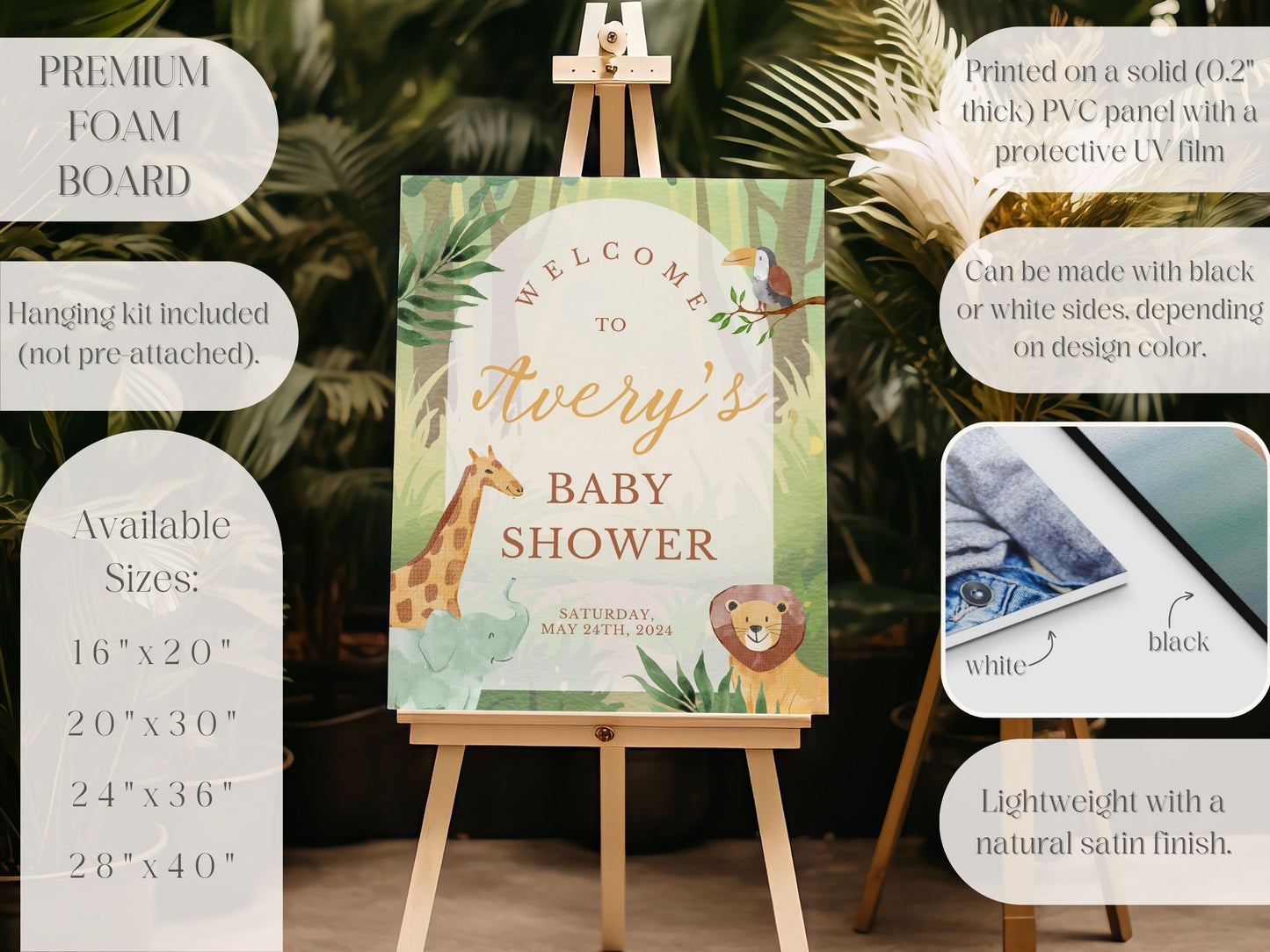 Green Safari Themed Baby Shower Welcome Sign - Magnolia Dane Co.