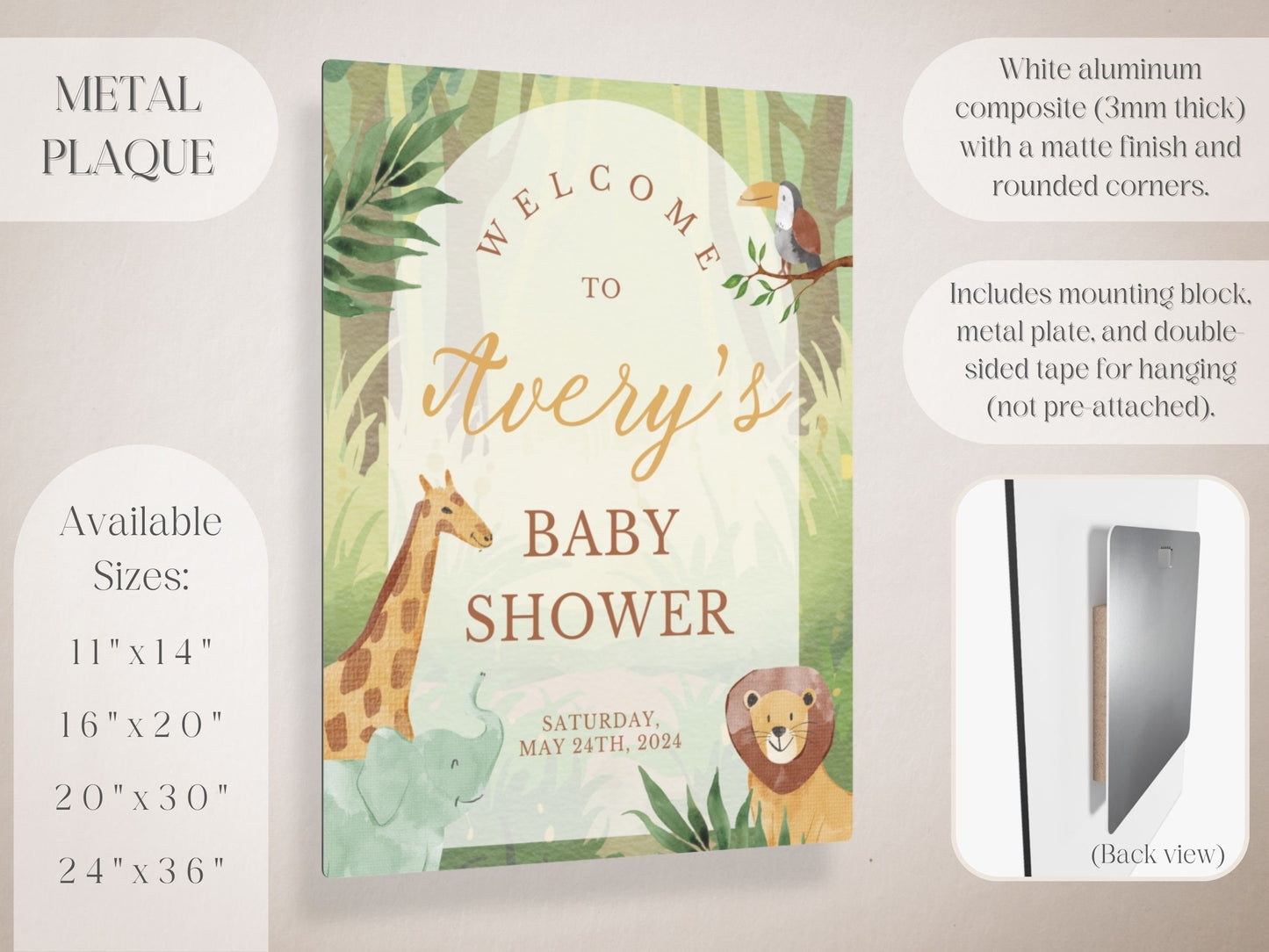 Green Safari Themed Baby Shower Welcome Sign - Magnolia Dane Co.