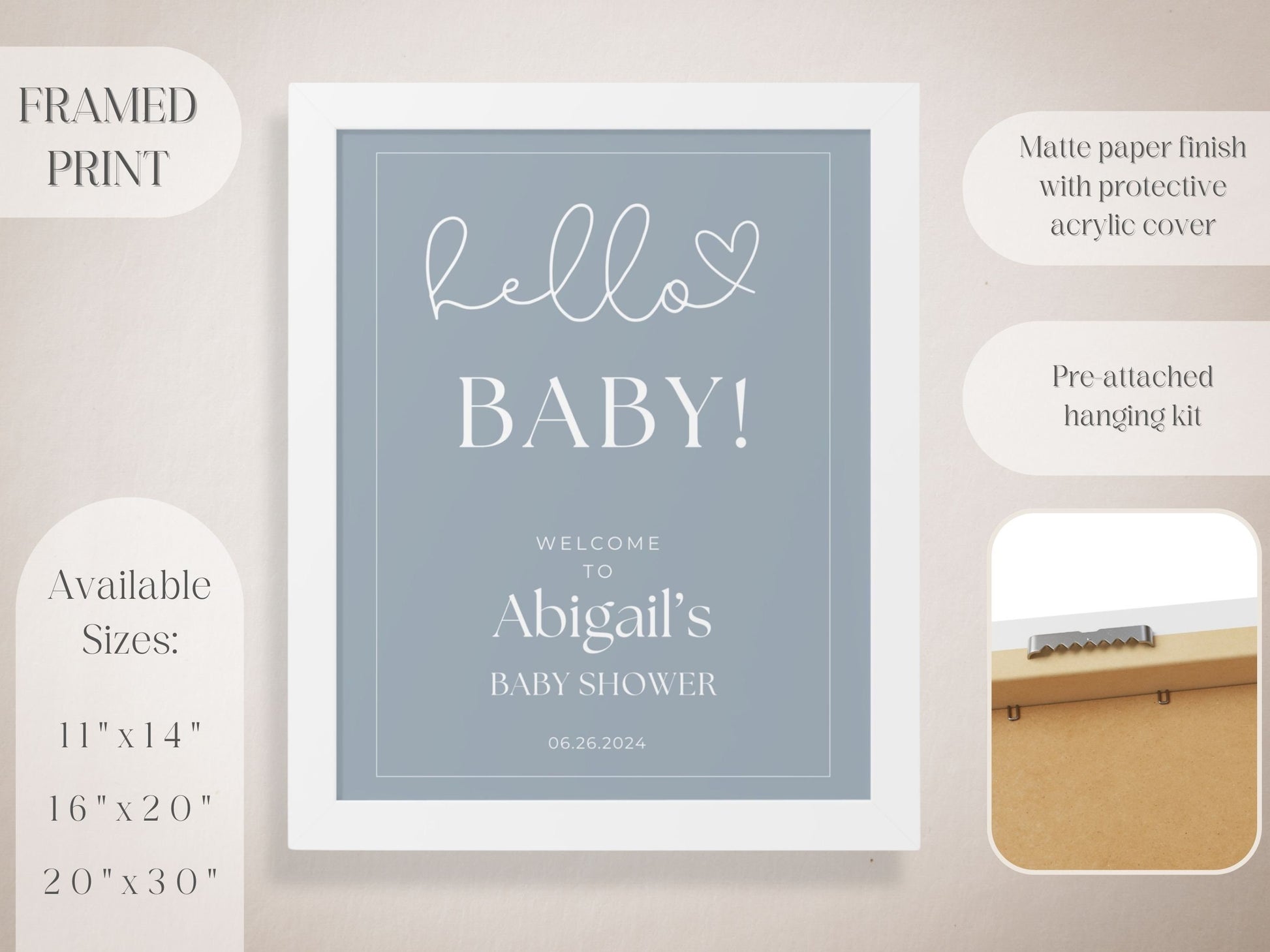 "Hello Baby!" Baby Shower Welcome Sign - Magnolia Dane Co.