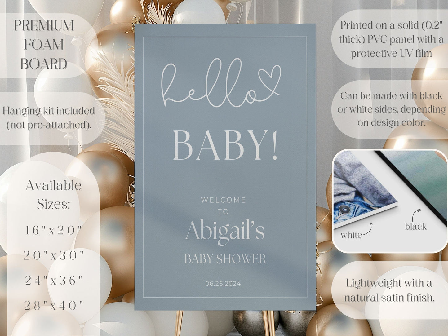 "Hello Baby!" Baby Shower Welcome Sign - Magnolia Dane Co.