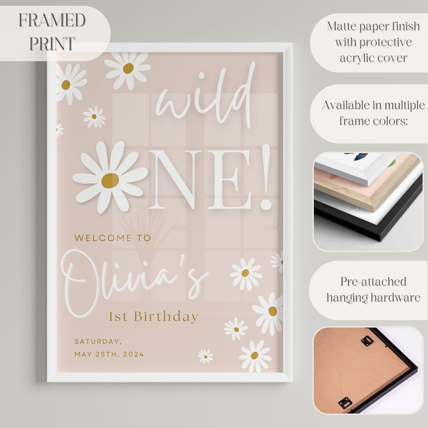 "Wild One" Floral First Birthday Welcome Sign - Magnolia Dane Co.