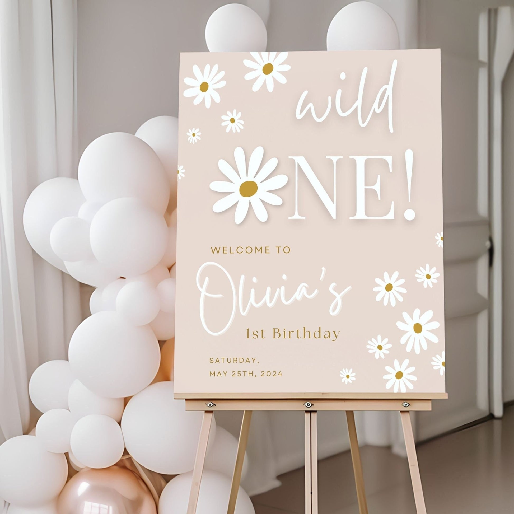 "Wild One" Floral First Birthday Welcome Sign - Magnolia Dane Co.