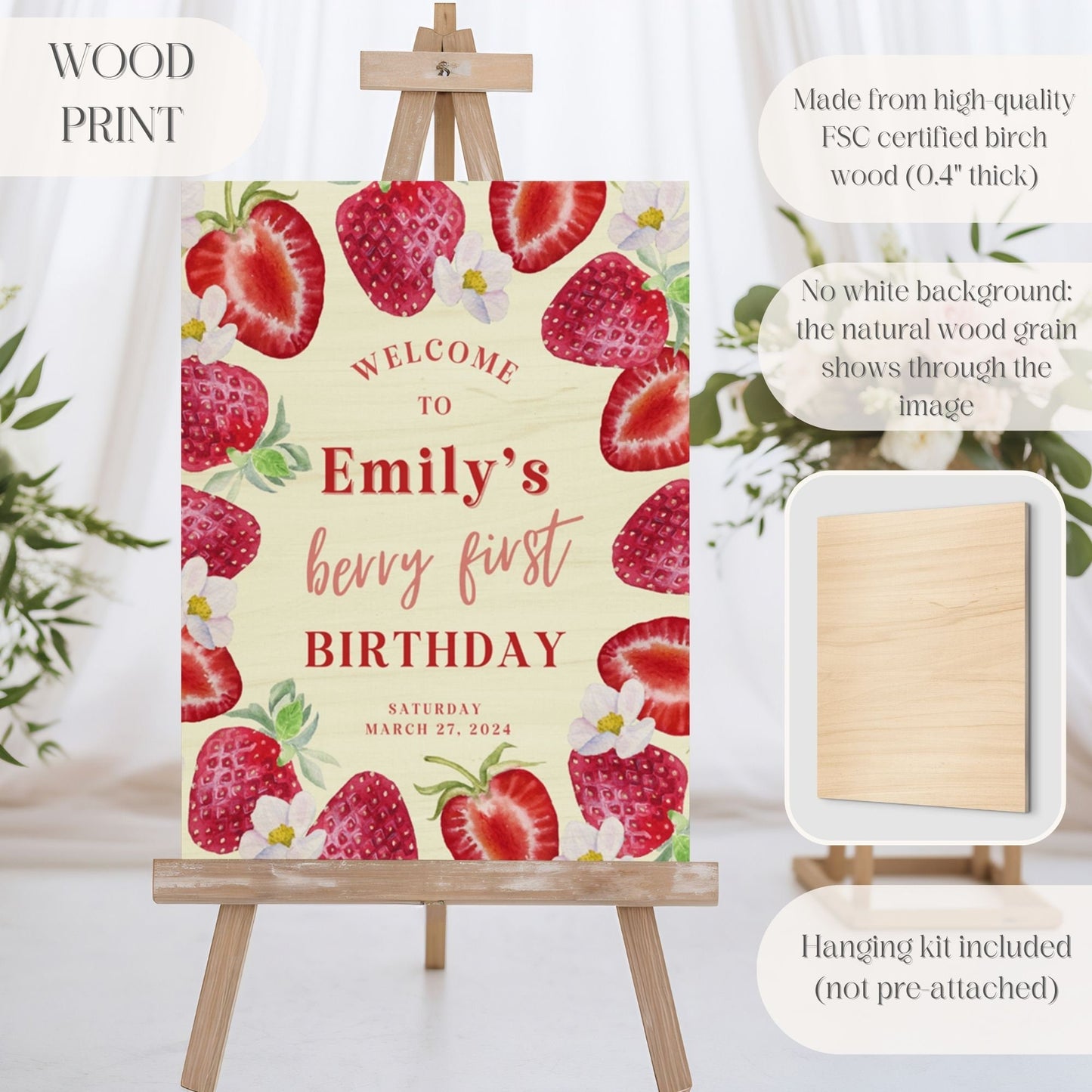 "Berry First" 1st Birthday Welcome Sign - Magnolia Dane Co.