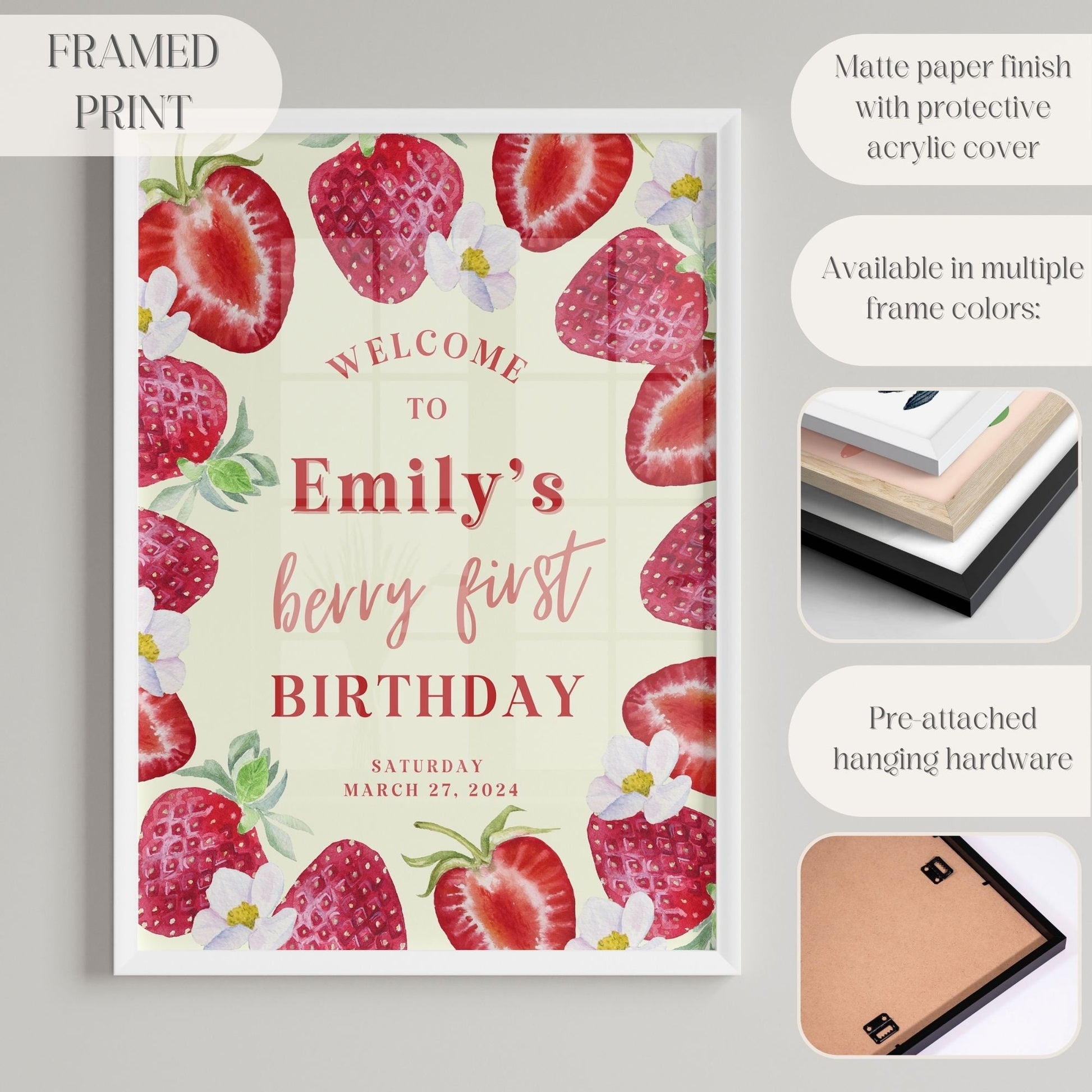 "Berry First" 1st Birthday Welcome Sign - Magnolia Dane Co.