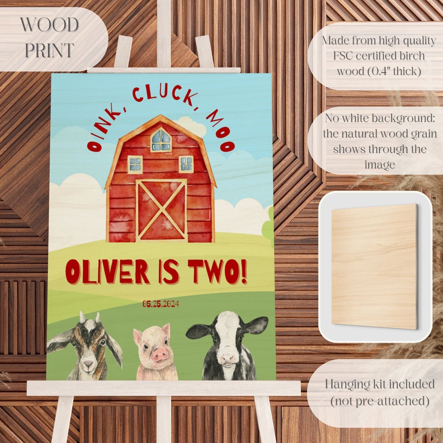 "Oink, Cluck, Moo" 2nd Birthday Welcome Sign - Magnolia Dane Co.