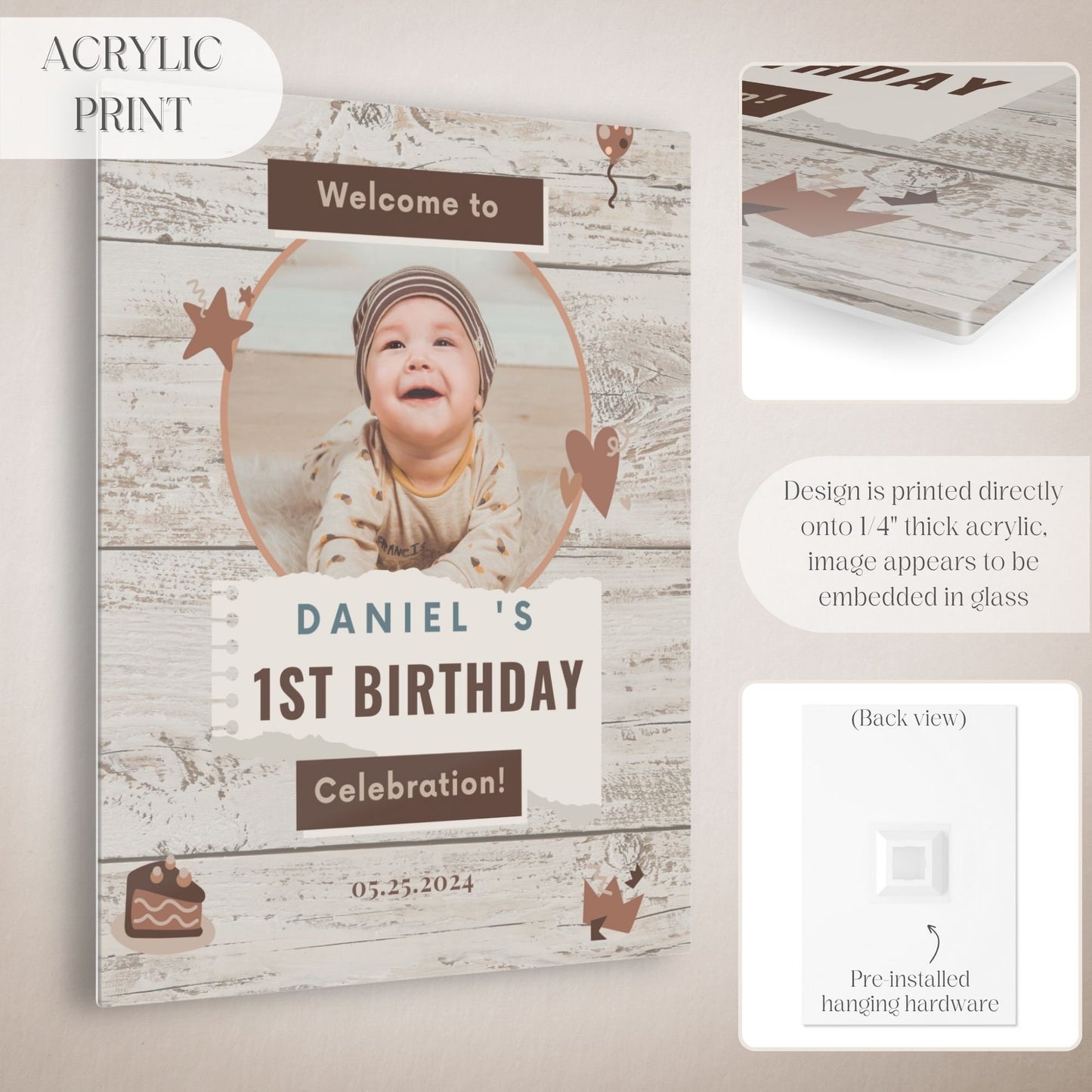 Rustic Custom Photo Birthday Welcome Sign - Magnolia Dane Co.