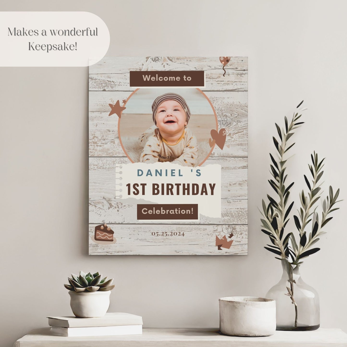 Rustic Custom Photo Birthday Welcome Sign - Magnolia Dane Co.