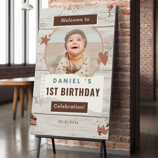 Rustic Custom Photo Birthday Welcome Sign - Magnolia Dane Co.