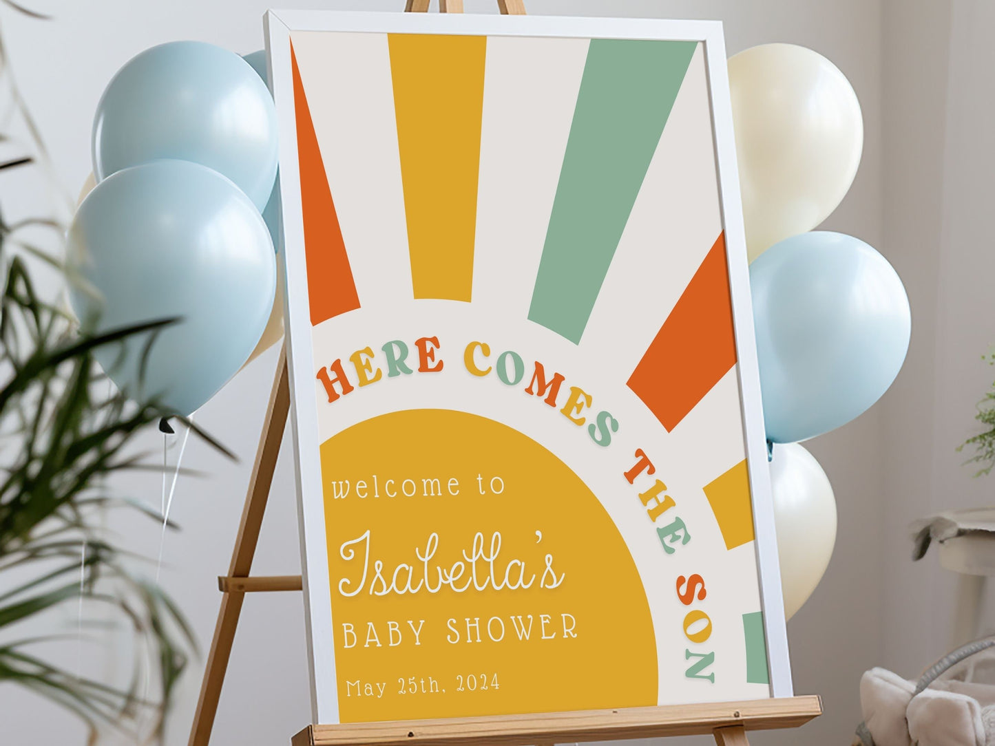 "Here Comes the Son" Baby Shower Welcome Sign - Magnolia Dane Co.