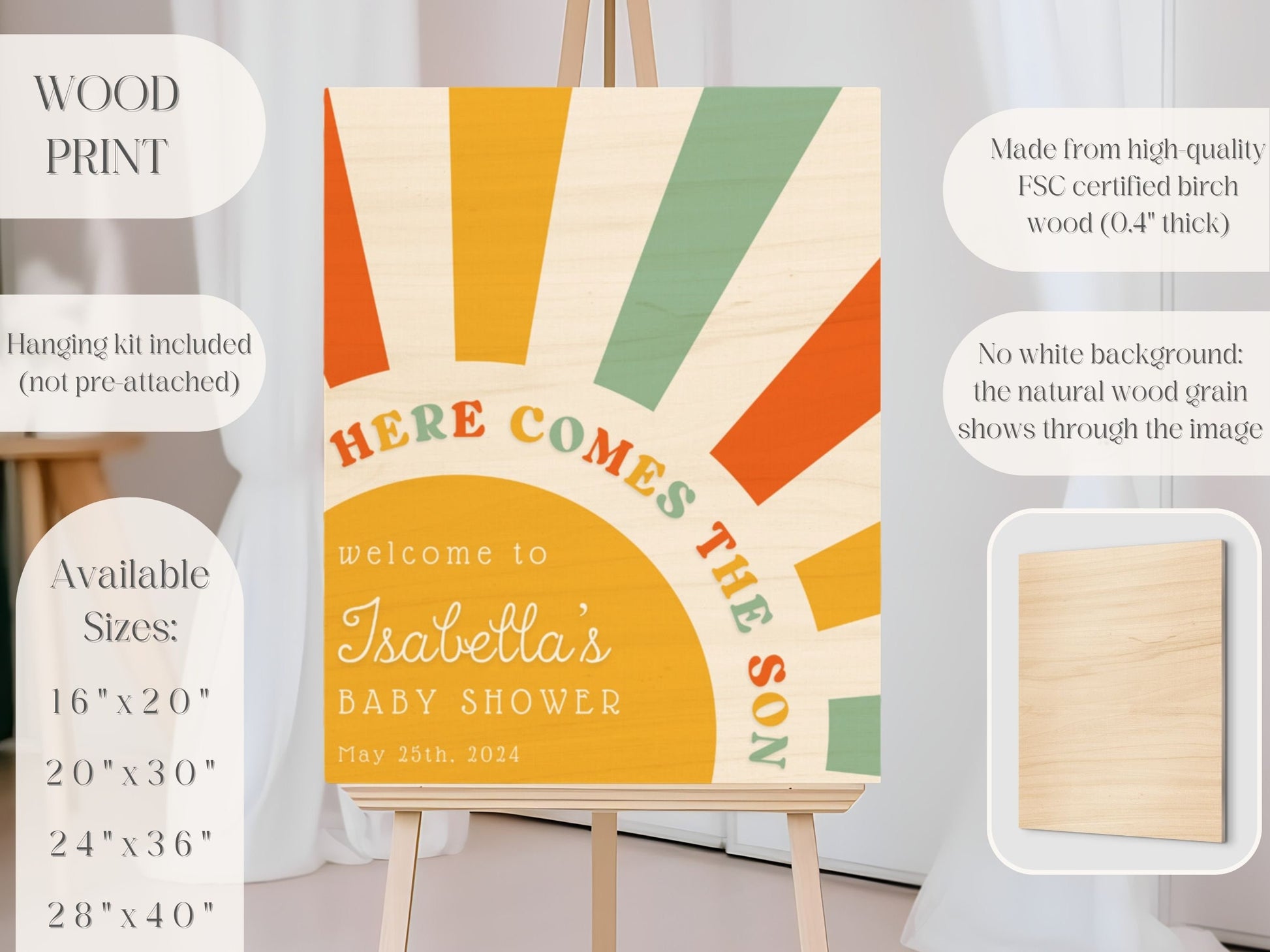 "Here Comes the Son" Baby Shower Welcome Sign - Magnolia Dane Co.