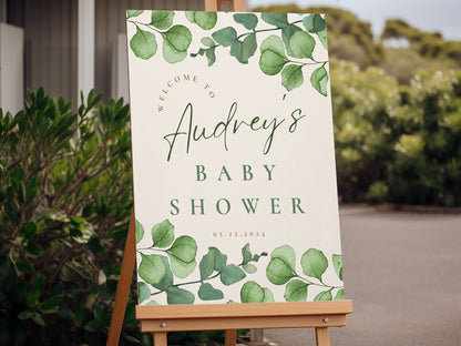 Green Foliage Baby Shower Welcome Sign - Magnolia Dane Co.