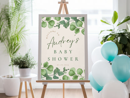 Green Foliage Baby Shower Welcome Sign - Magnolia Dane Co.