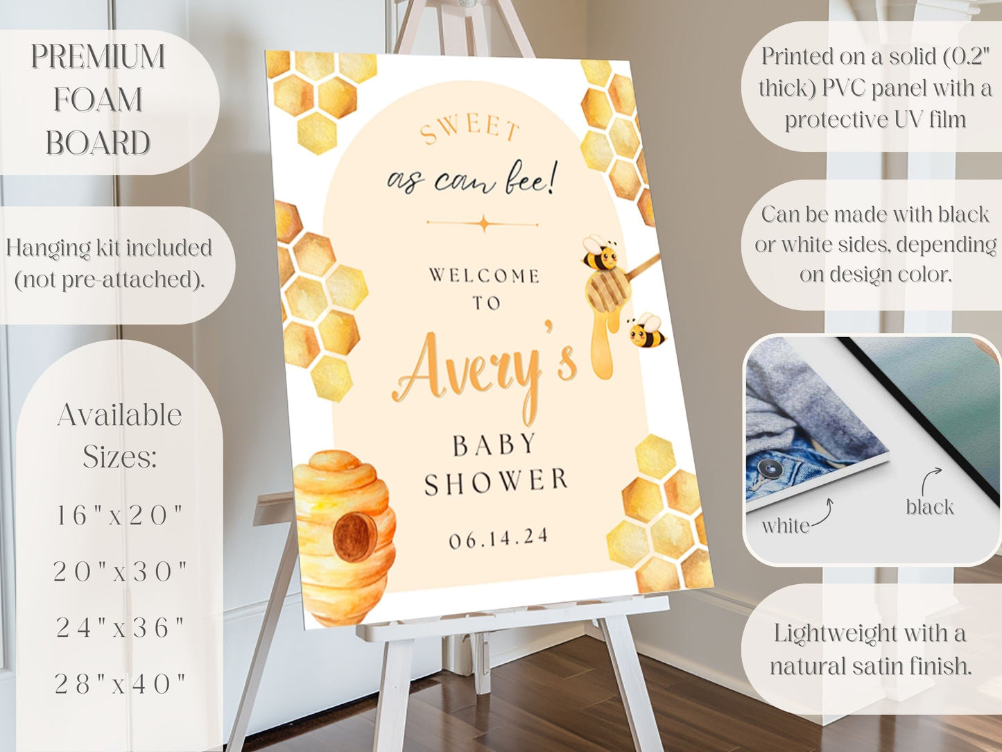 "Sweet as Can Bee!" Baby Shower Welcome Sign