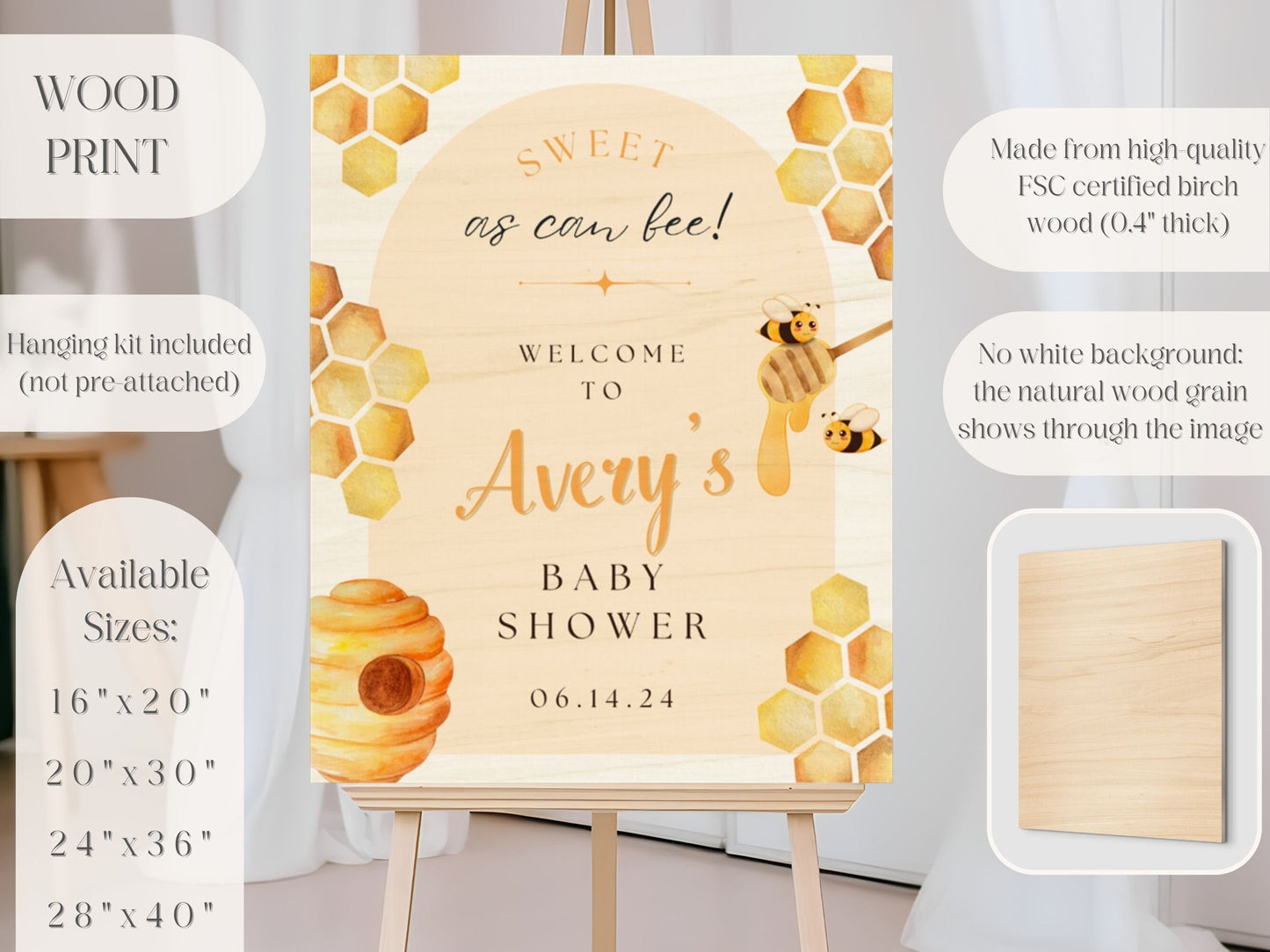 "Sweet as Can Bee!" Baby Shower Welcome Sign