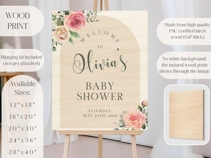 Neutral Floral Arch Baby Shower Welcome Sign - Magnolia Dane Co.