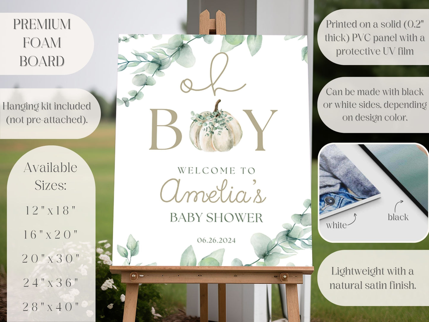 "Oh Boy" Baby Shower Welcome Sign - Magnolia Dane Co.