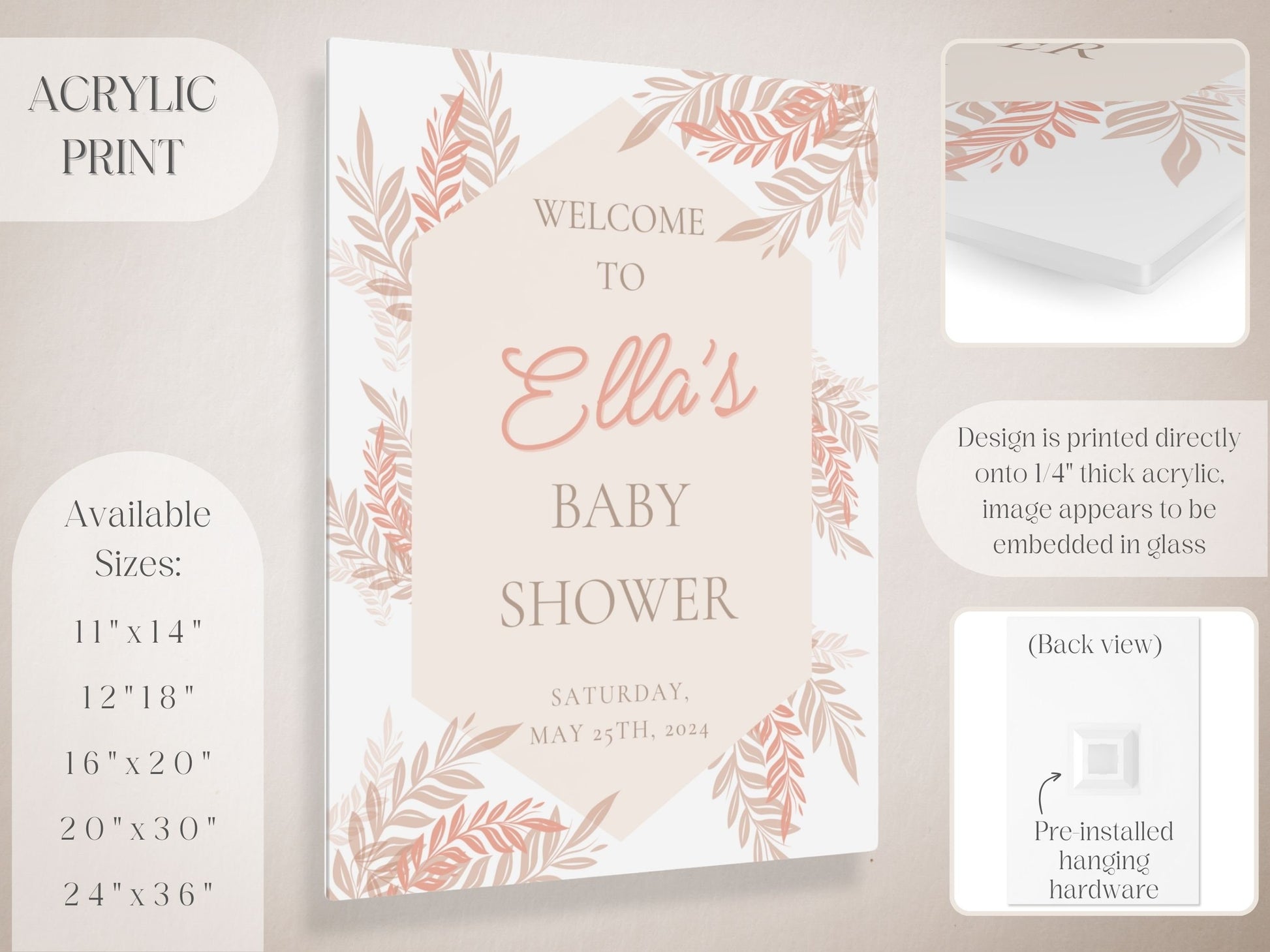 Pink Boho Baby Shower Welcome Sign - Magnolia Dane Co.