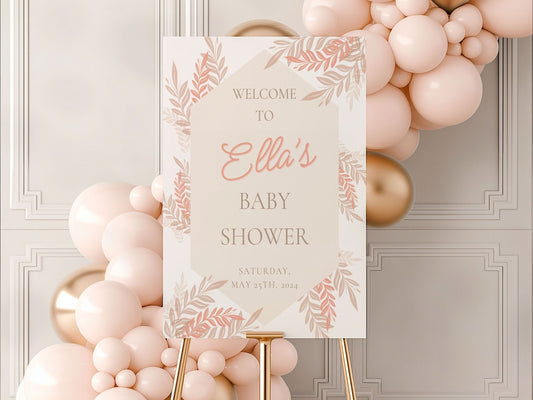 Pink Boho Baby Shower Welcome Sign - Magnolia Dane Co.