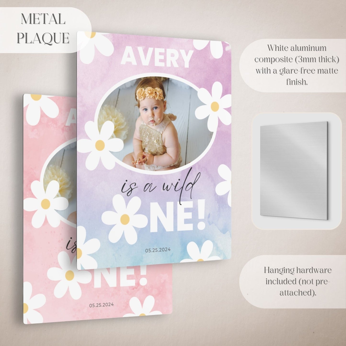 "Wild One" Floral Custom Photo First Birthday Welcome Sign - Magnolia Dane Co.