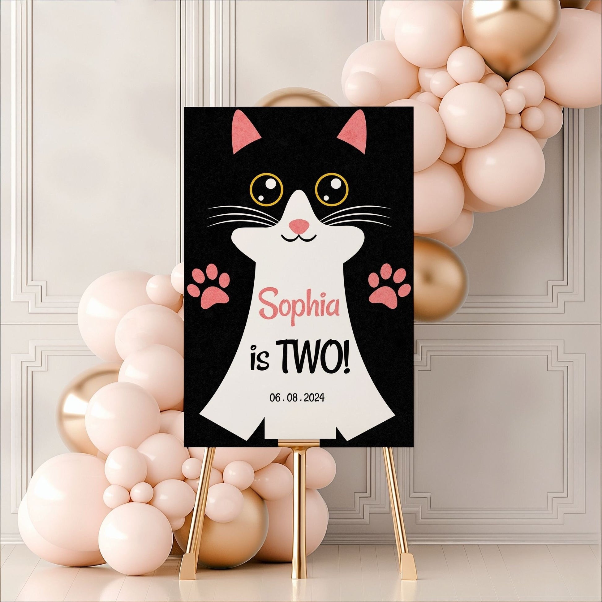 Kitty Cat Birthday Welcome Sign - Magnolia Dane Co.