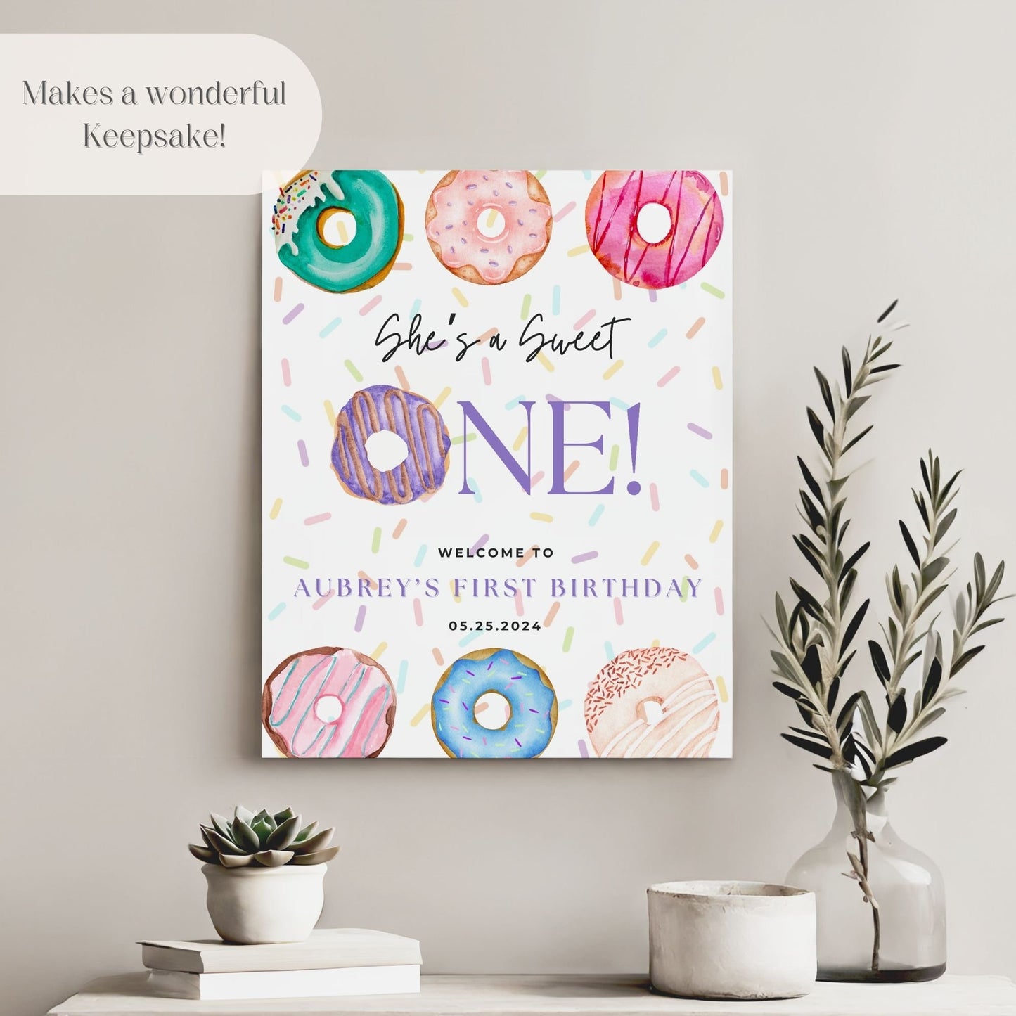 "Sweet One" Donut First Birthday Welcome Sign - Magnolia Dane Co.