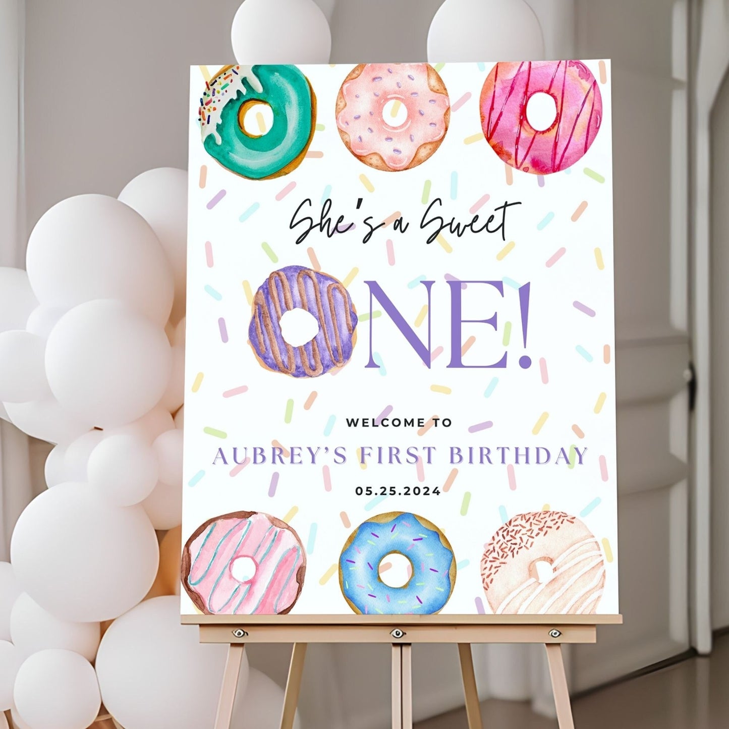 "Sweet One" Donut First Birthday Welcome Sign - Magnolia Dane Co.