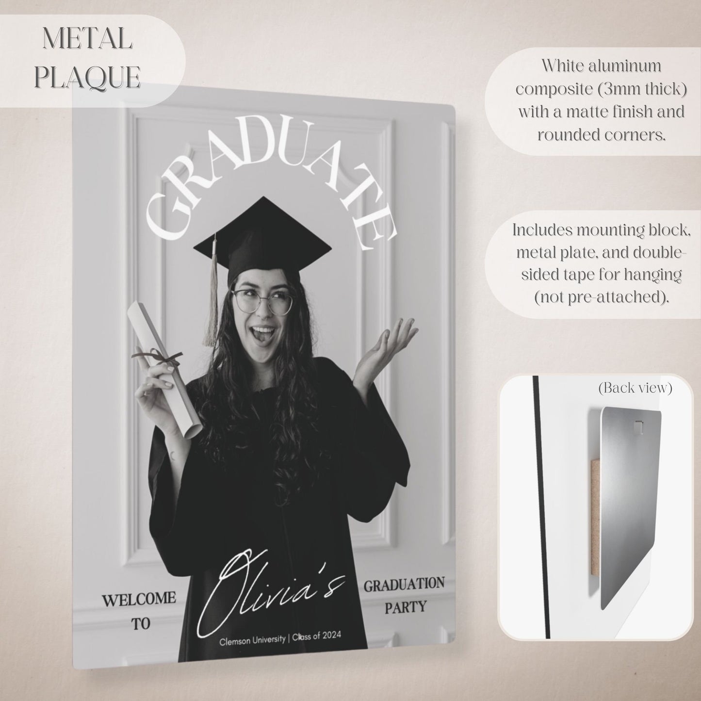 "GRADUATE" Custom Photo Graduation Party Welcome Sign - Magnolia Dane Co.