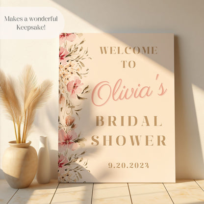 Neutral Floral Bridal Shower Welcome Sign - Magnolia Dane Co.