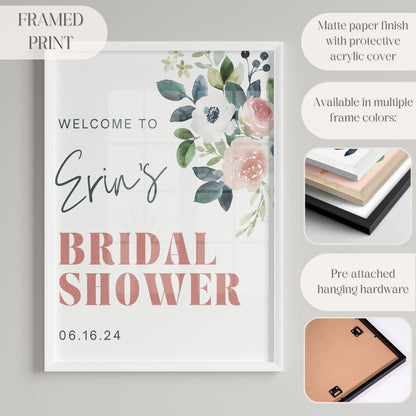 Simple Floral Bridal Shower Welcome Sign - Magnolia Dane Co.