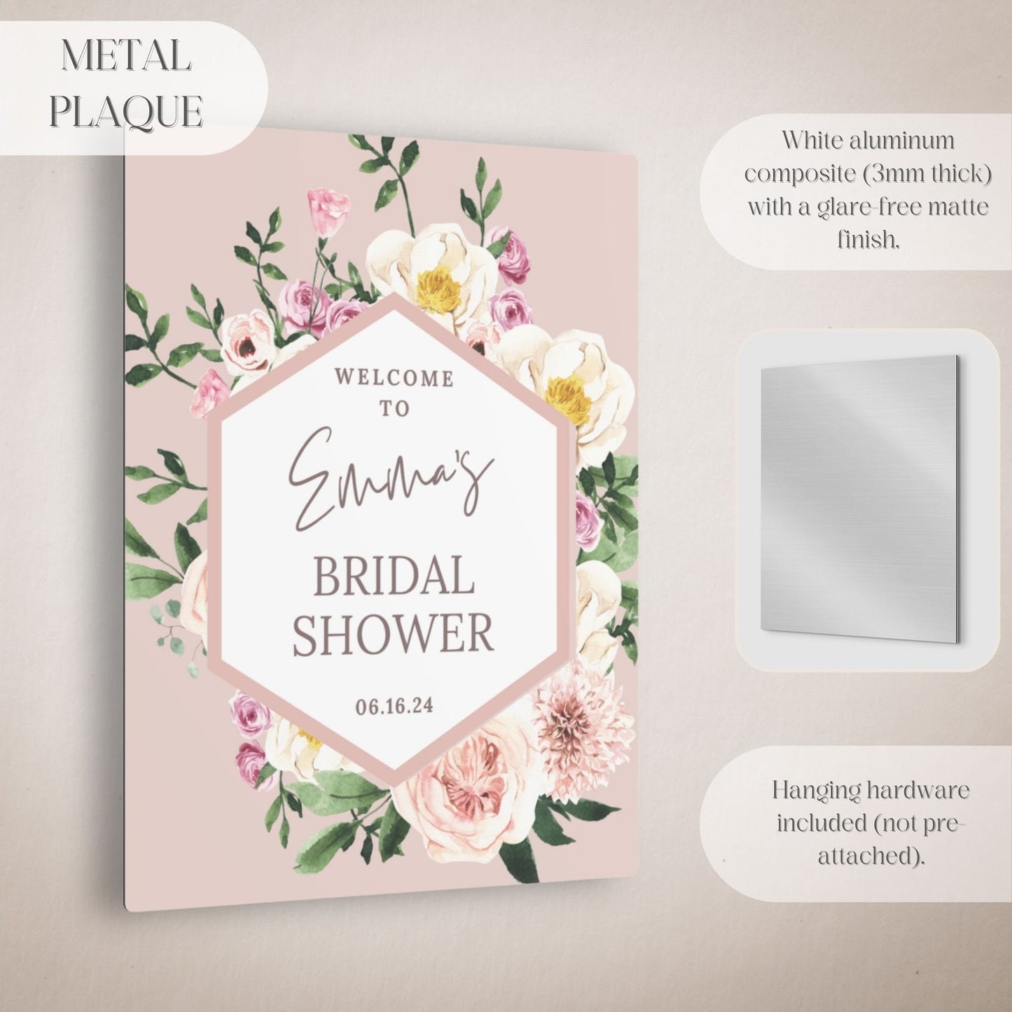 Floral Geometric Bridal Shower Welcome Sign - Magnolia Dane Co.