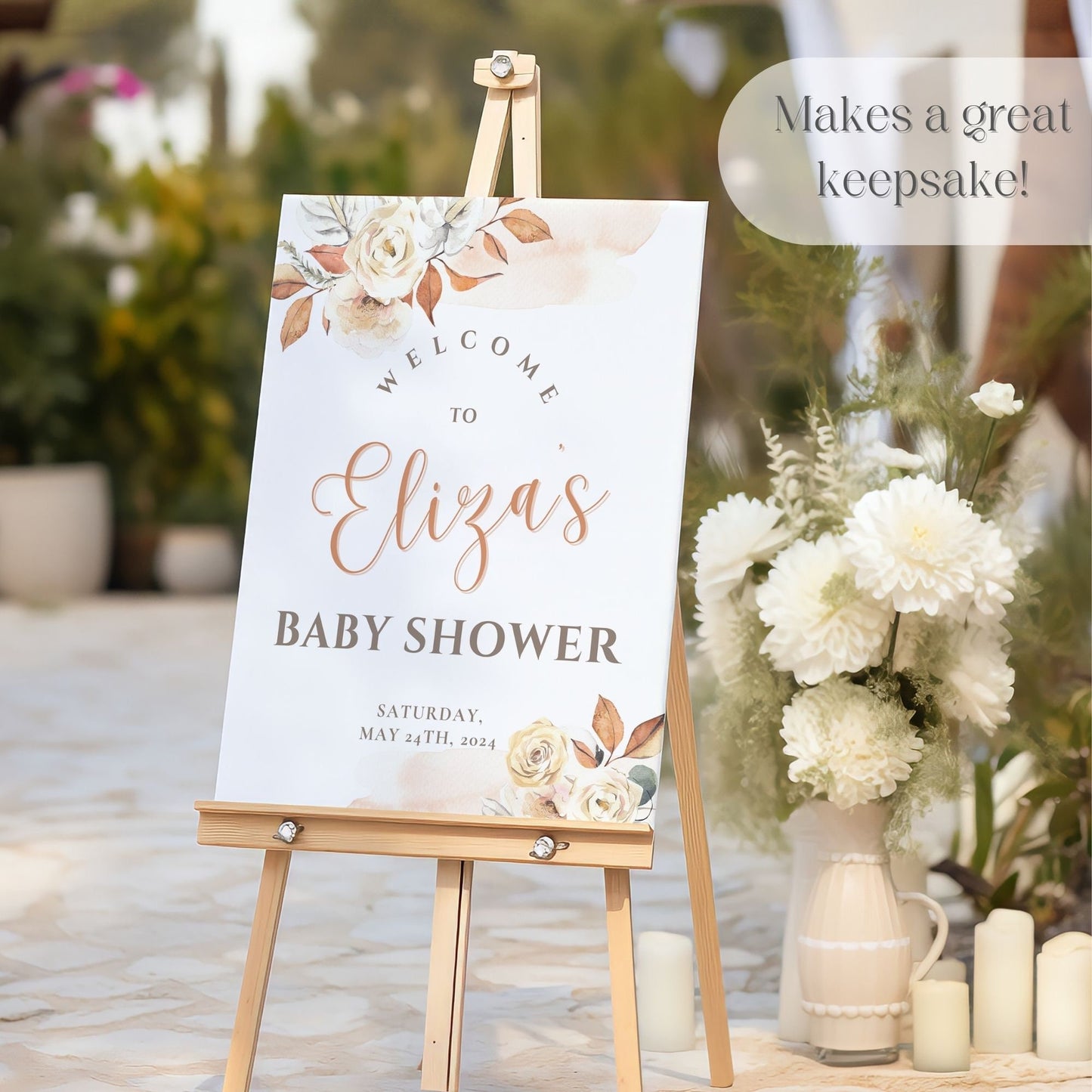 Boho Floral Baby Shower Welcome Sign - Magnolia Dane Co.