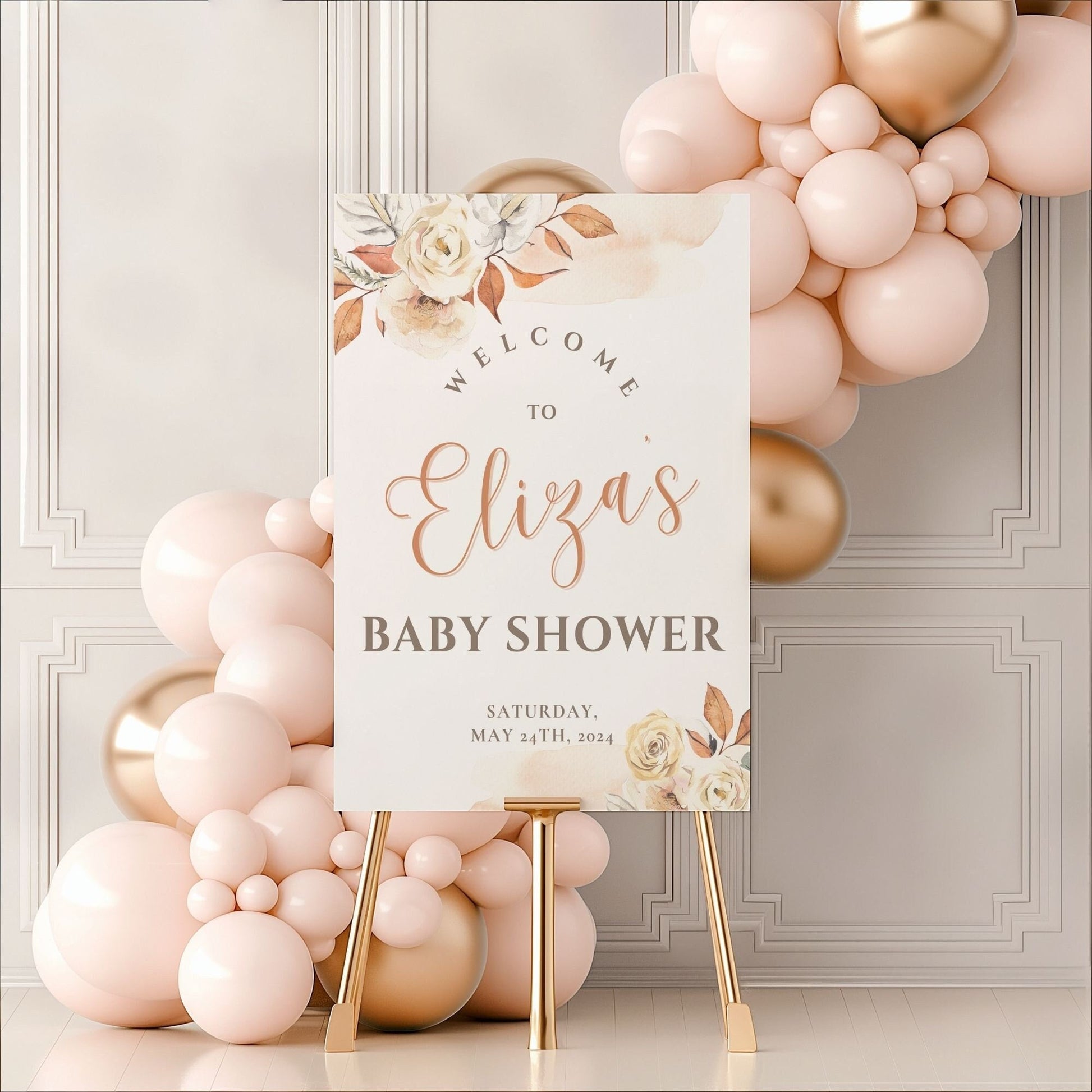 Boho Floral Baby Shower Welcome Sign - Magnolia Dane Co.