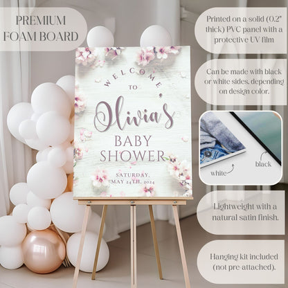 Cherry Blossoms Baby Shower Welcome Sign - Magnolia Dane Co.