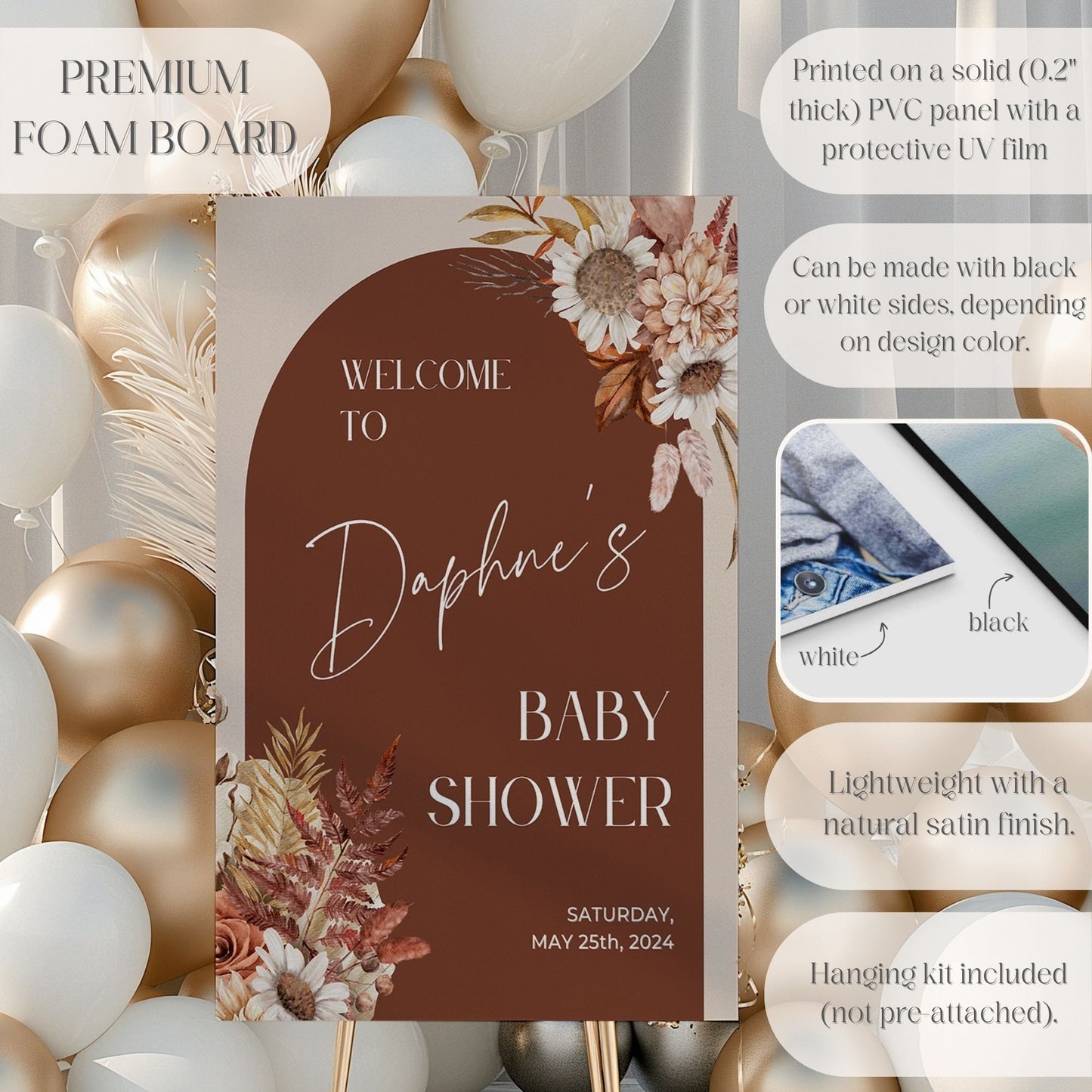 Fall Florals Baby Shower Welcome Sign - Magnolia Dane Co.