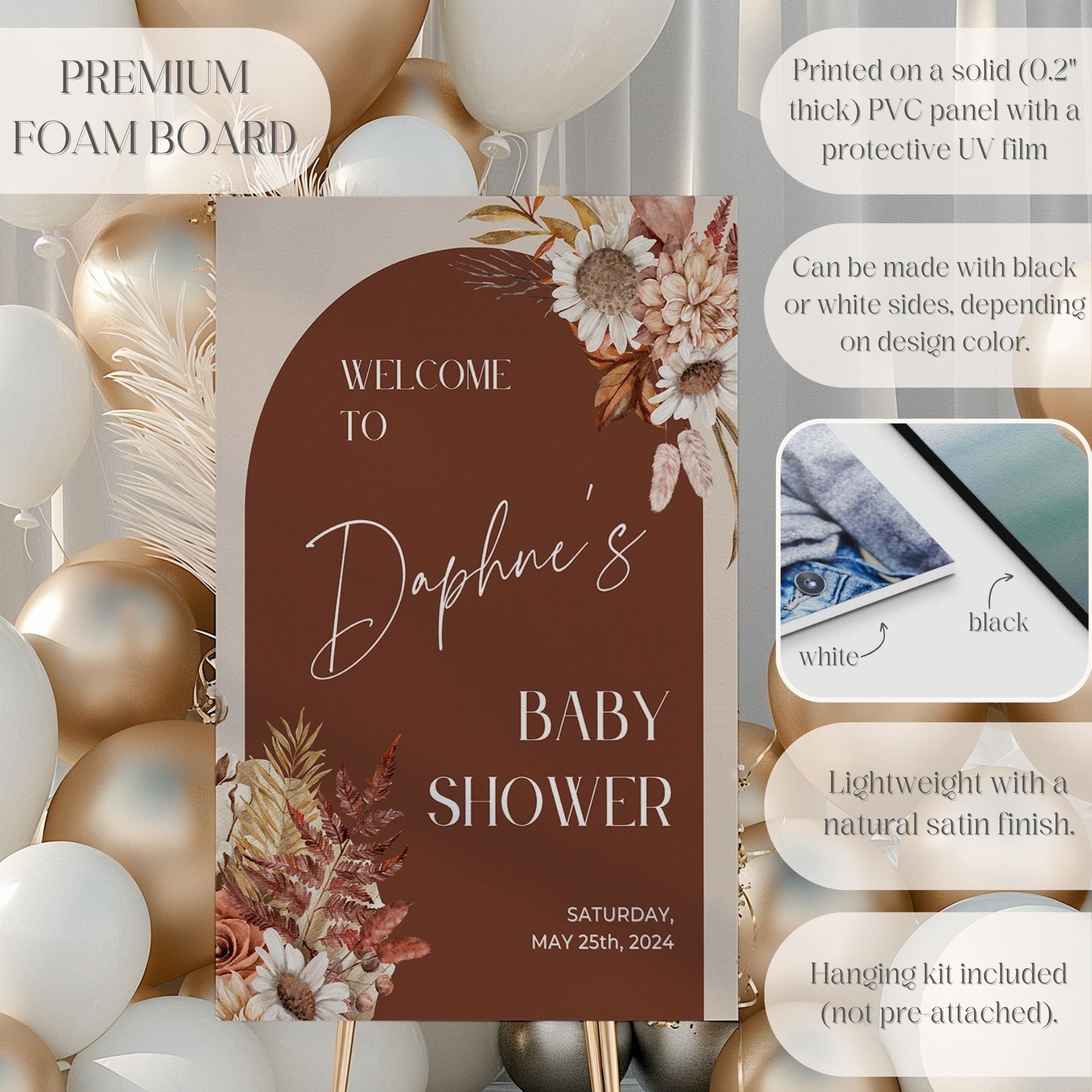 Fall Florals Baby Shower Welcome Sign - Magnolia Dane Co.