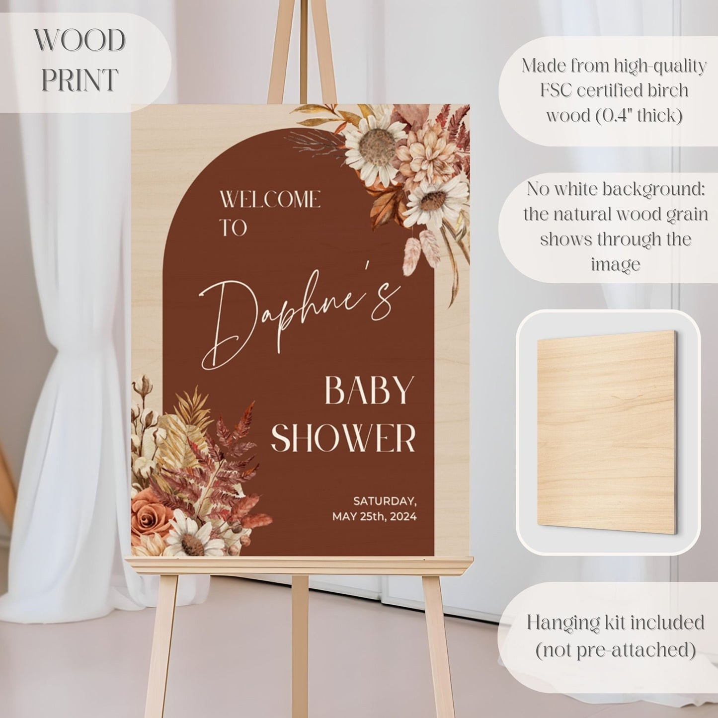 Fall Florals Baby Shower Welcome Sign - Magnolia Dane Co.