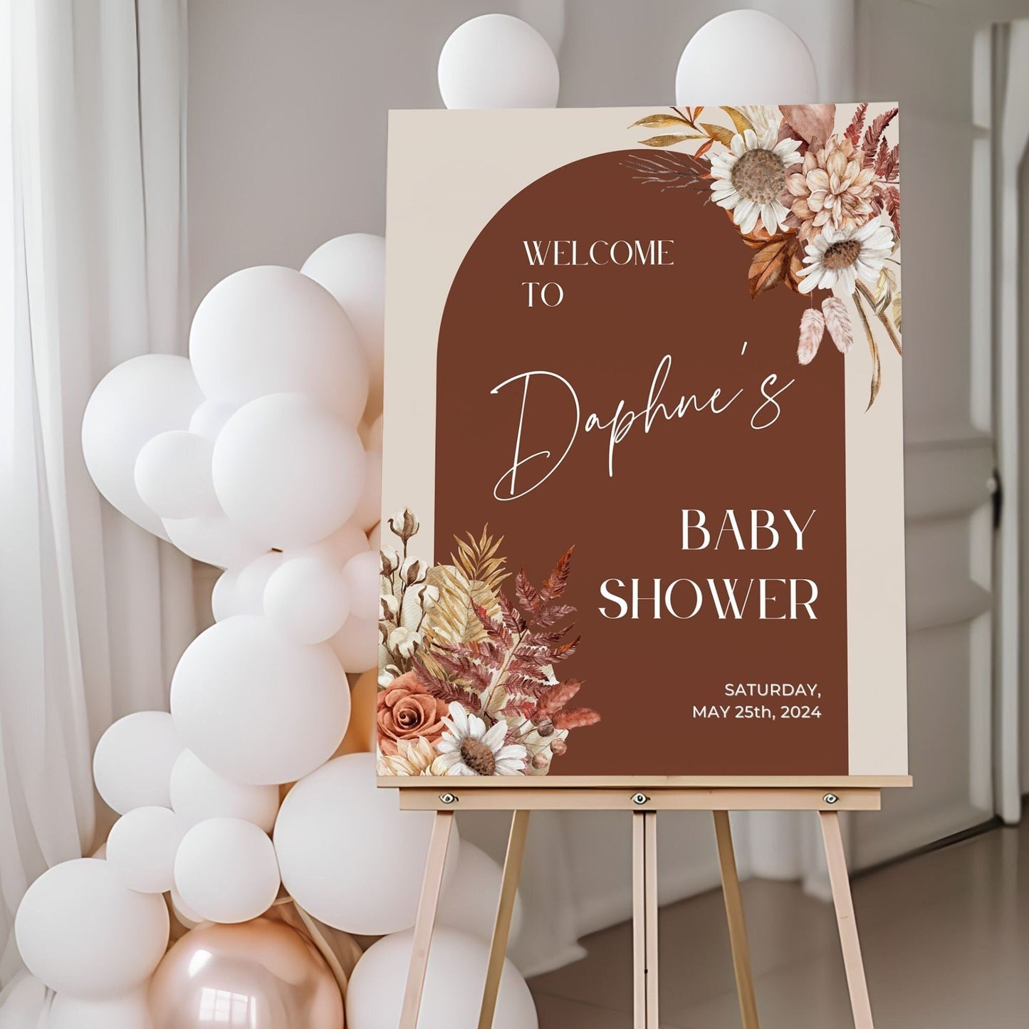 Fall Florals Baby Shower Welcome Sign - Magnolia Dane Co.