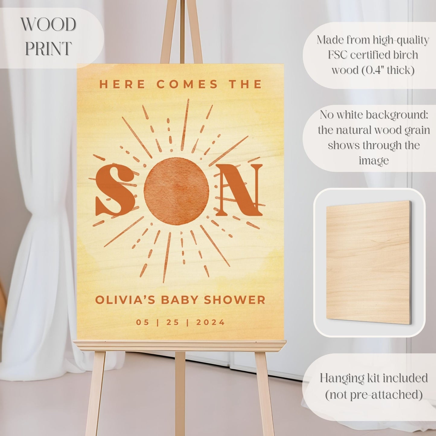 "Here Comes The Son" Baby Shower Welcome Sign - Magnolia Dane Co.