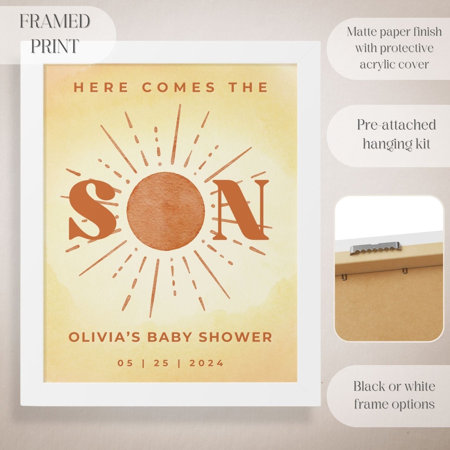 "Here Comes The Son" Baby Shower Welcome Sign - Magnolia Dane Co.