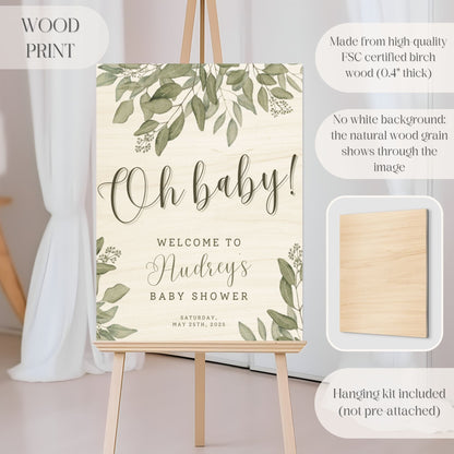 Simple Leaves Baby Shower Welcome Sign - Magnolia Dane Co.