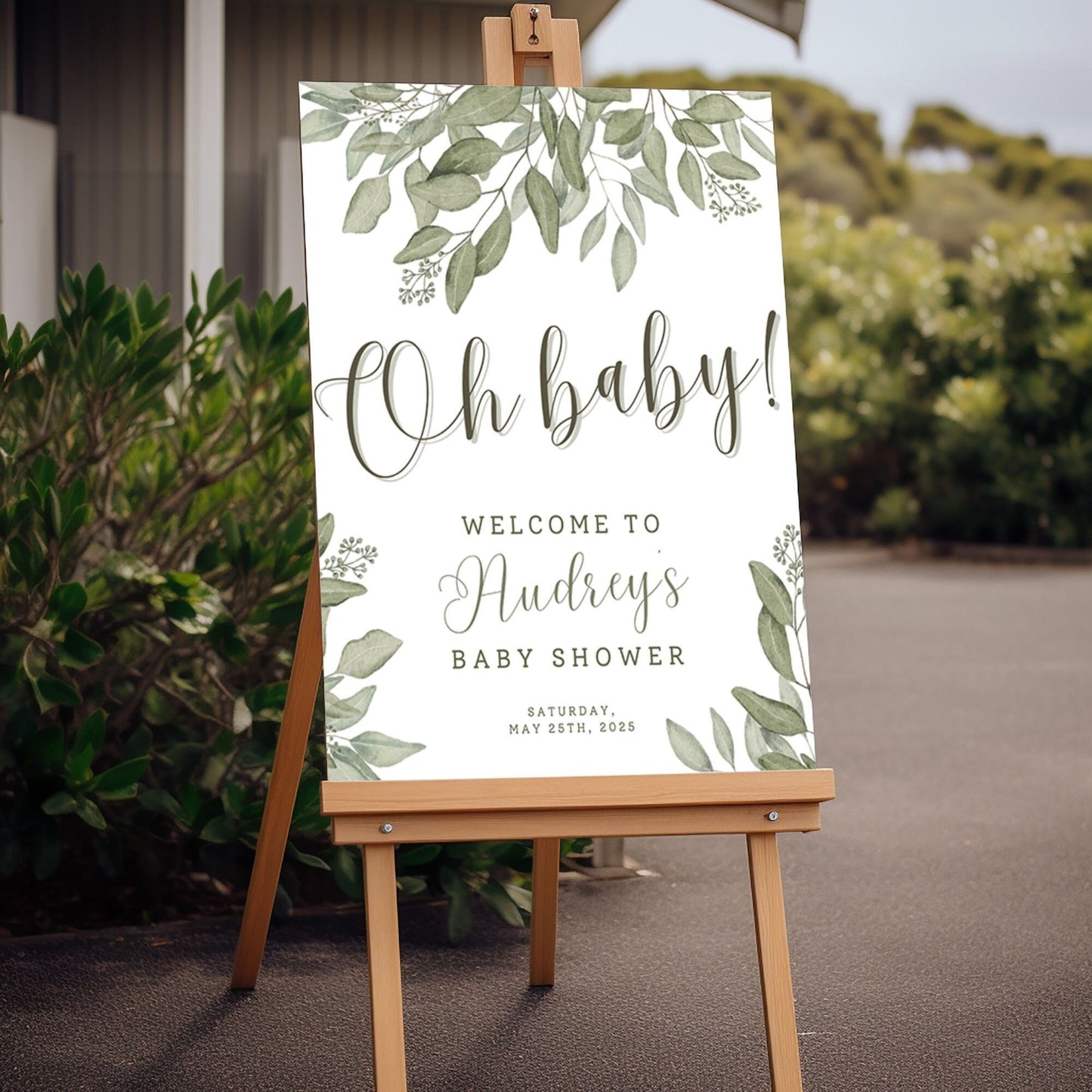 Simple Leaves Baby Shower Welcome Sign - Magnolia Dane Co.