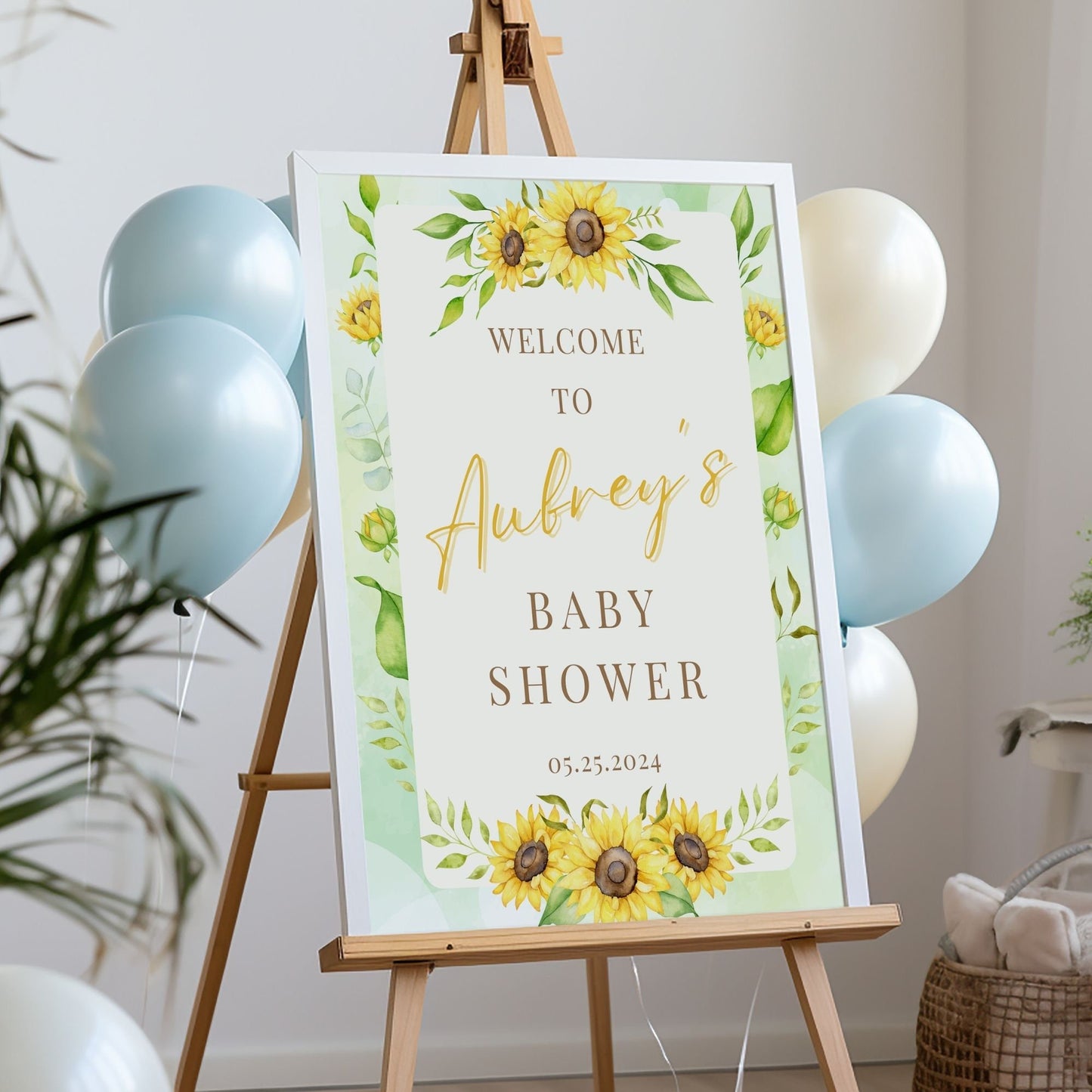 Sunflower Baby Shower Welcome Sign - Magnolia Dane Co.