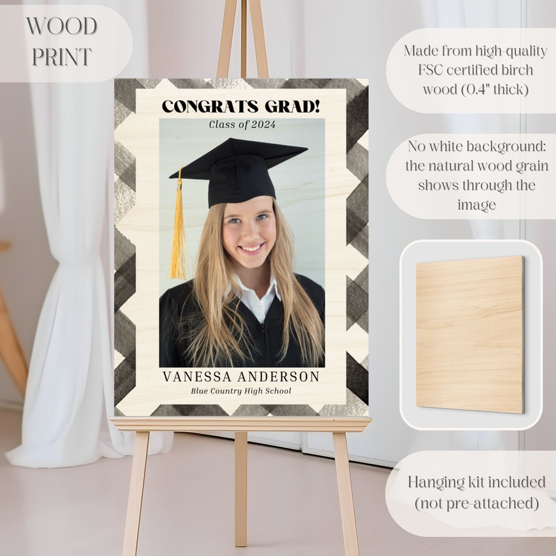 Black Plaid Custom Photo Graduation Party Welcome Sign - Magnolia Dane Co.