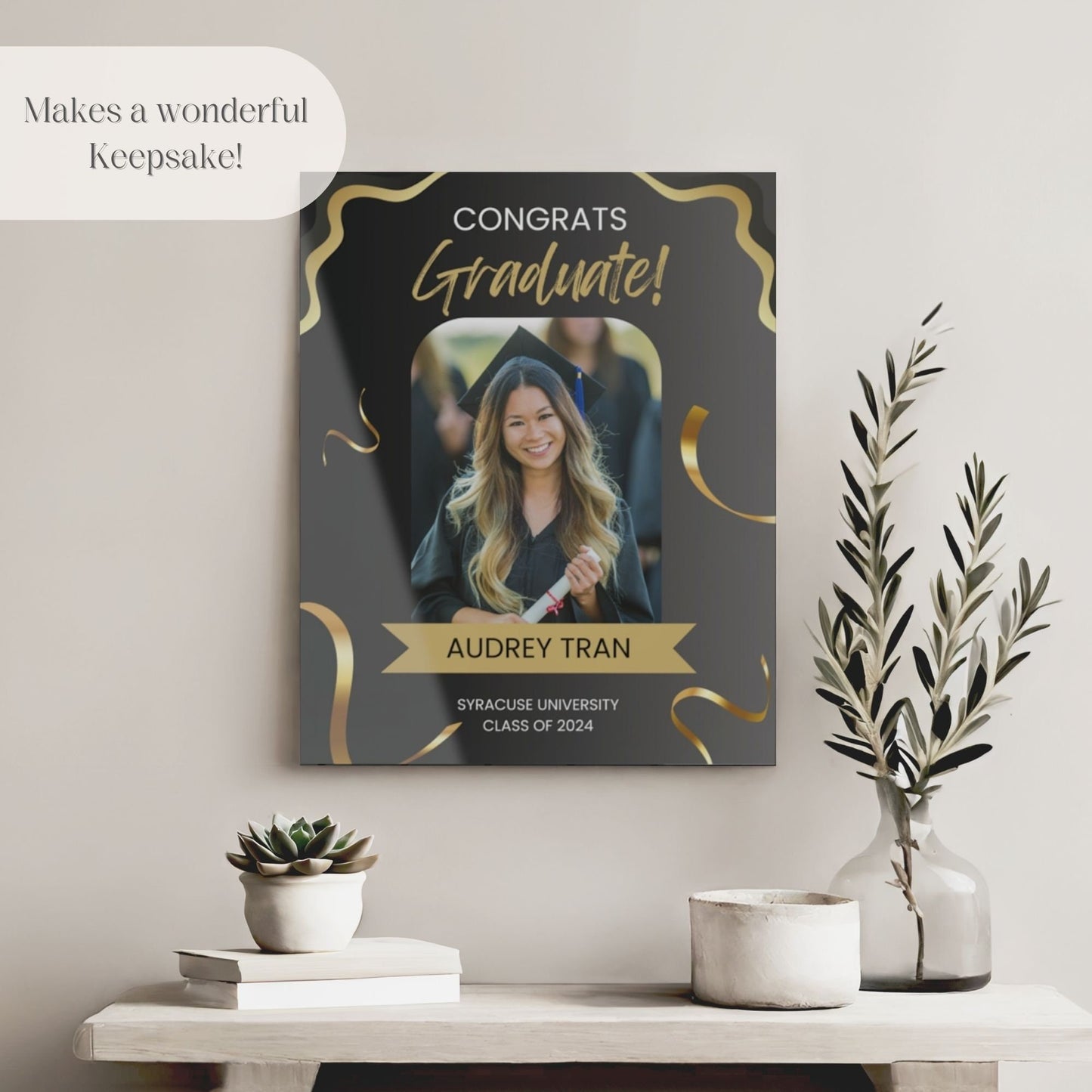 Black & Gold Custom Photo Graduation Party Welcome Sign - Magnolia Dane Co.